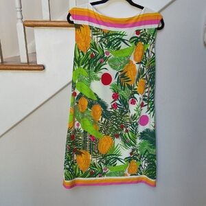 Trina Turk Green and Yellow Tropical Mini Dress Large